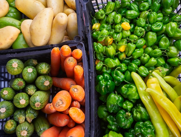 Mexican market vegetables chili carrot potato