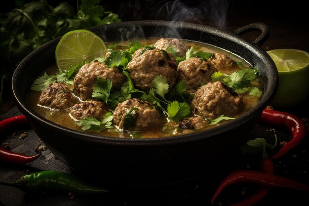 Photo mexican meatball soup albondigas