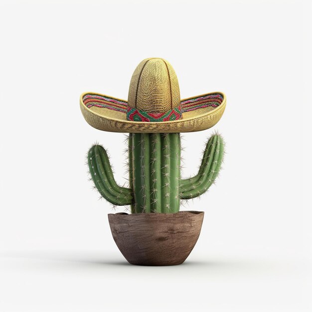 Foto concetto di festa messicana con maracas di cactus e cappello sombrero celebrazione della festa del cinco de mayo generative ai