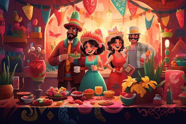 Mexican Party Illustrations Drawing Image