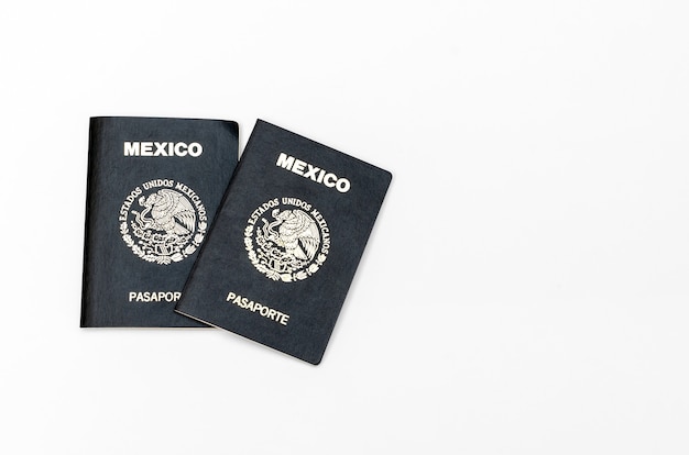 Mexican passports isolated on white background