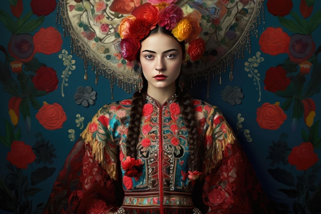 伝統的な衣装を着たメキシコ人 メキシコの刺<unk> メキシコの女性