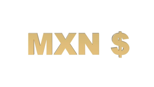 Mexican Peso Currency symbol of Mexico in golden 3d