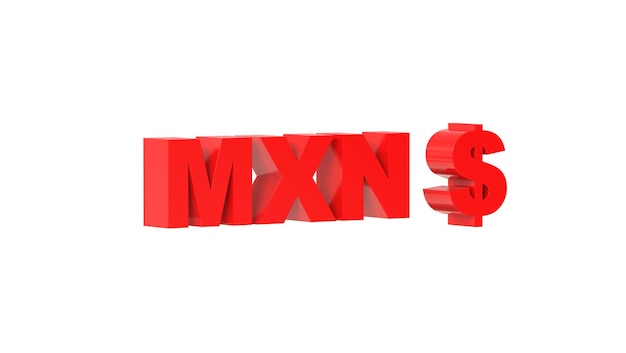 Mexican peso currency symbol of Mexico in Red 3d rendering 3d illustration