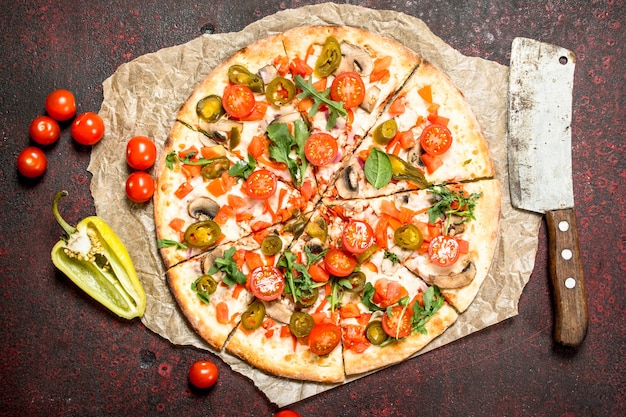 Photo mexican pizza with hot pepper