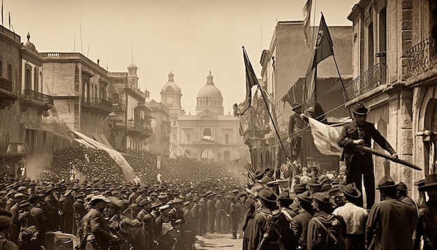 Mexican Revolution in 1910 black and white editorial photography