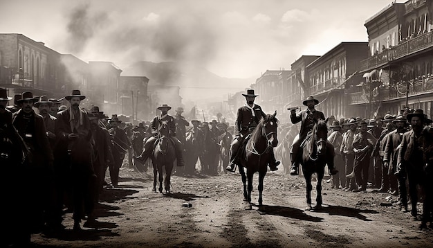 1910年のメキシコ革命の黒と白の編集写真