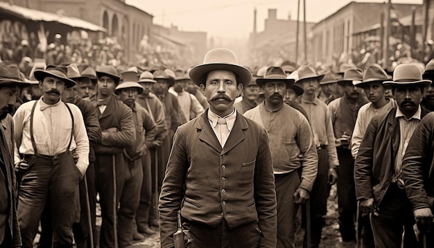 1910年のメキシコ革命の黒と白の編集写真