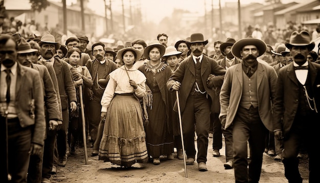 写真 1910年のメキシコ革命の黒と白の編集写真