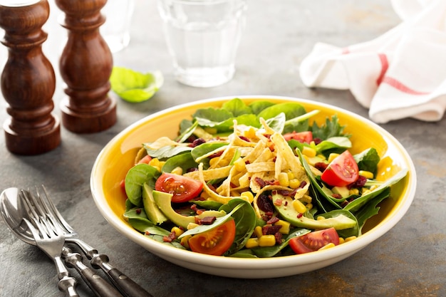 Mexican salad with corn and avocado