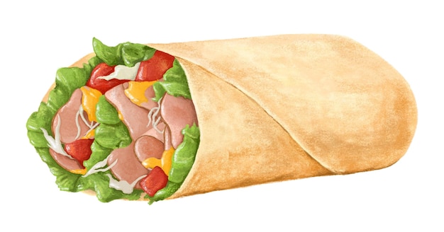 mexican salad wrap png food illustration transparent background