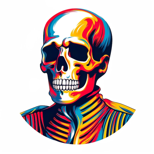 Photo mexican skeleton colorful art for tshirt design