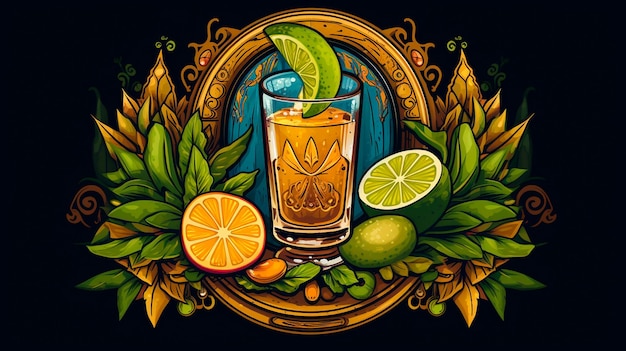 メキシコ・スカール・カクテル (Mexican Skull Cocktail) はメキシコのカクテル・カクテルのビンテージ・ポスターです