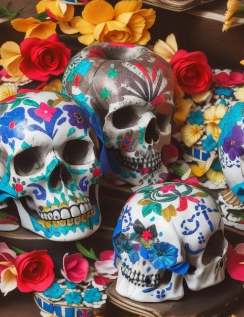 Mexican skull colorful background