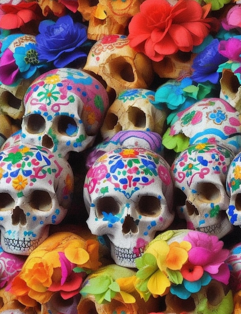 Mexican skull colorful background