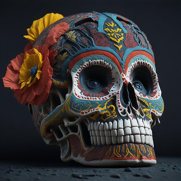 Mexican skull colorful background