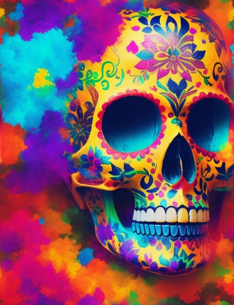 Mexican skull colorful background