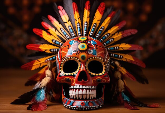 Photo mexican skull day of the dead decoration celebrates indigenous culture by ai generative