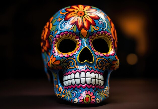 Photo mexican skull day of the dead decoration celebrates indigenous culture