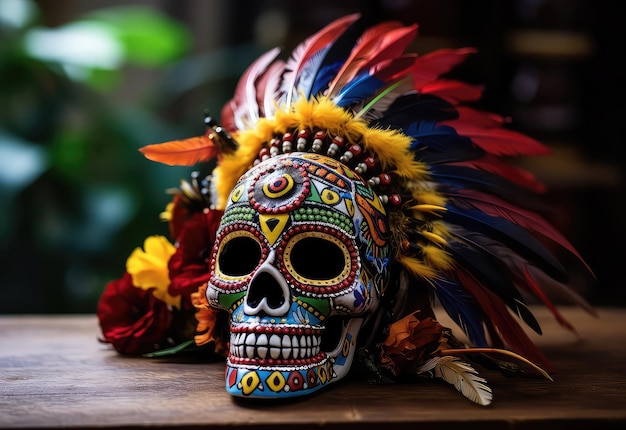 Mexican skull Day of the dead decoration celebrates indigenous culture