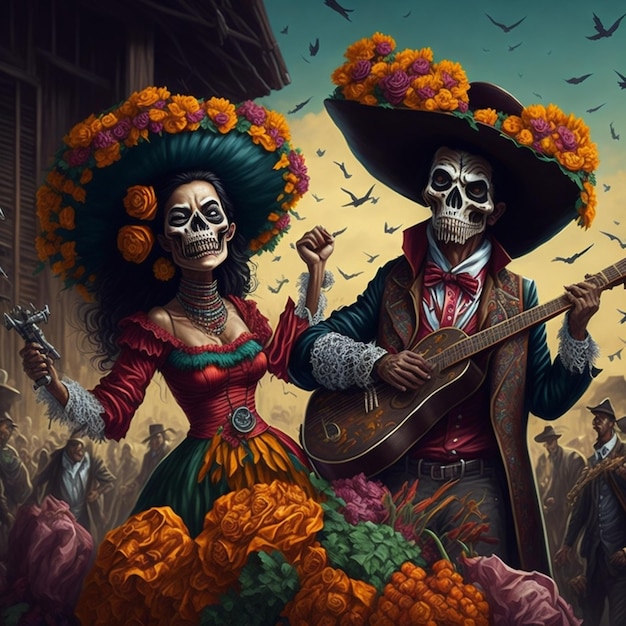 mexican skull of day of dead vector HD