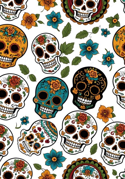 mexican skull white background