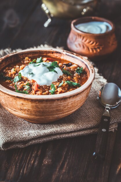 メキシコのスパイシーな赤レンズ豆のシチュー