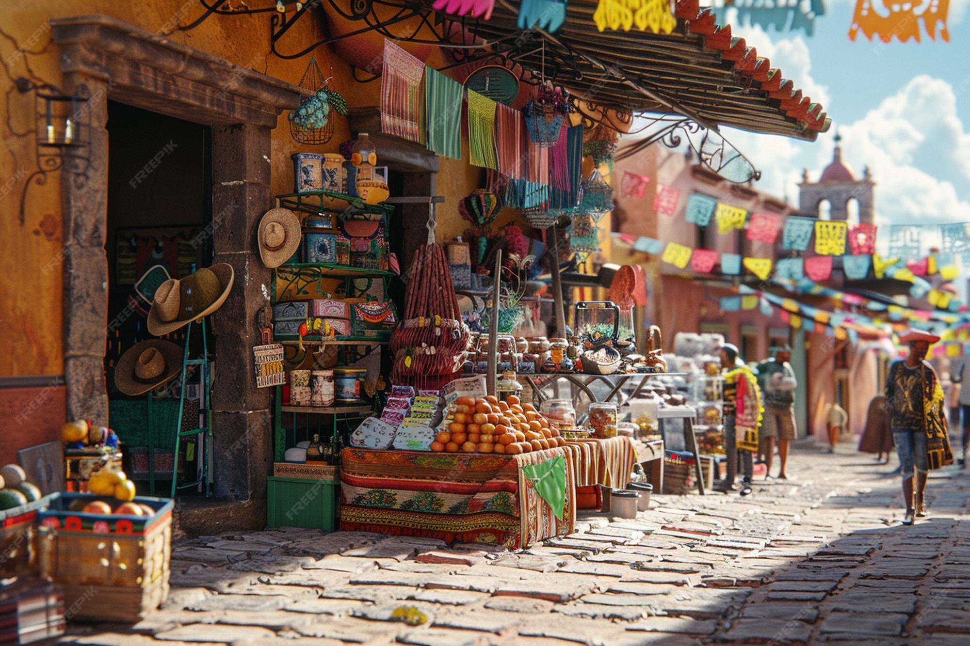Premium Photo | Mexican street vendors selling souvenirs