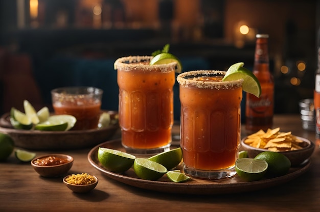 Photo mexican style michelada beers