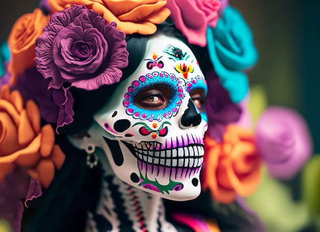 Mexican style skull day of the dead concept