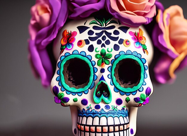 Концепция дня мертвых черепа в мексиканском стиле