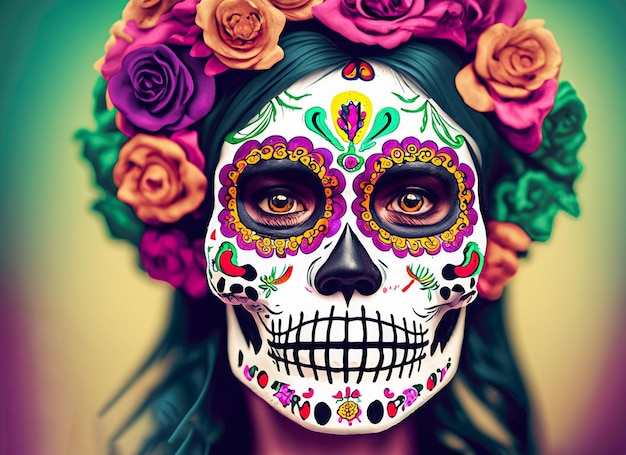 죽은 개념의 멕시코 스타일 해골 날