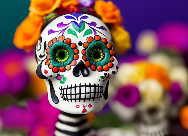 Mexican style skull day of the dead concept