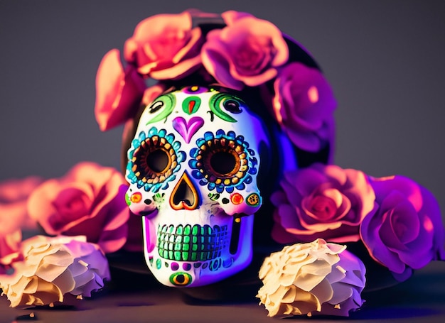 Mexican style skull day of the dead concept