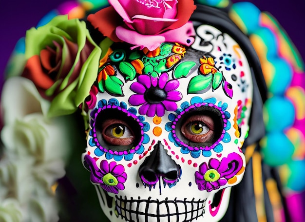 Mexican style skull day of the dead concept