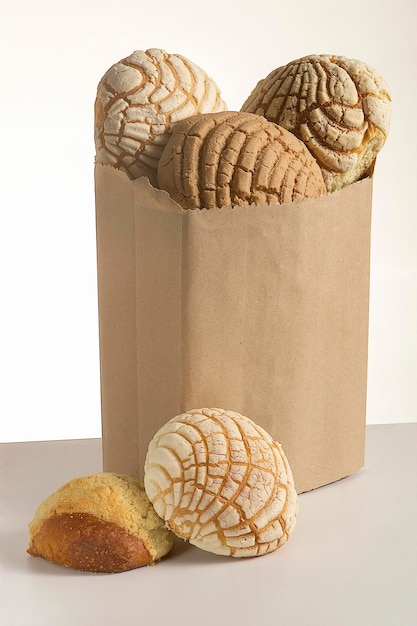 Photo mexican sweet bread mexican conchas sweet bread bag