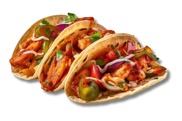 Mexican tacos cutout on white background