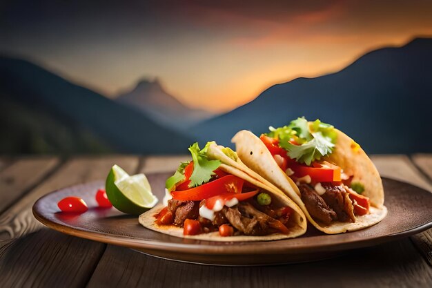 Mexican tacos with beef in tomato sauce and