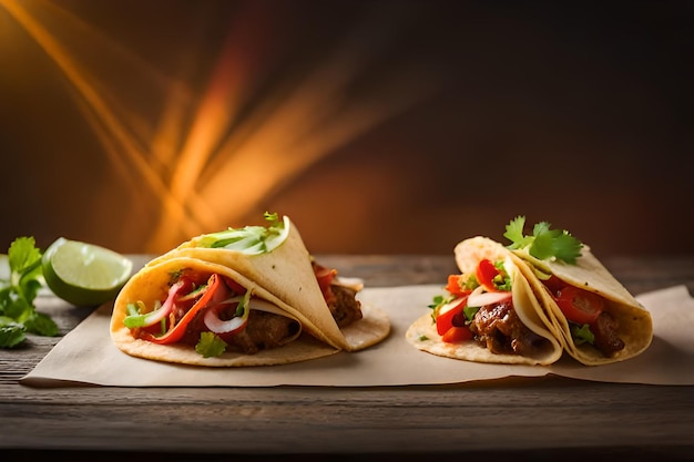 Mexican tacos with beef in tomato sauce and