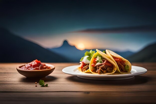 Photo mexican tacos with beef in tomato sauce and