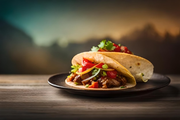 Mexican tacos with beef in tomato sauce and