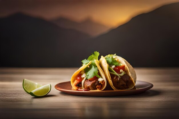 Mexican tacos with beef in tomato sauce and