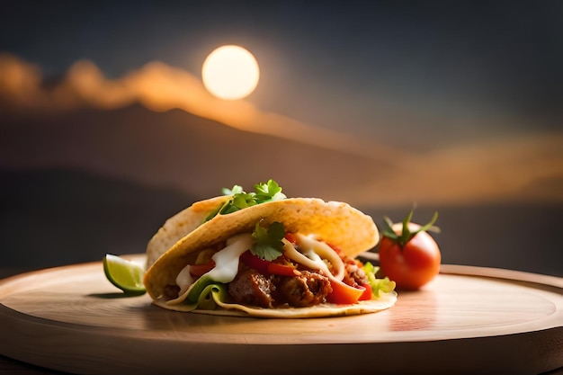 Mexican tacos with beef in tomato sauce and