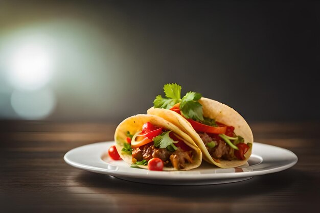 Mexican tacos with beef in tomato sauce and