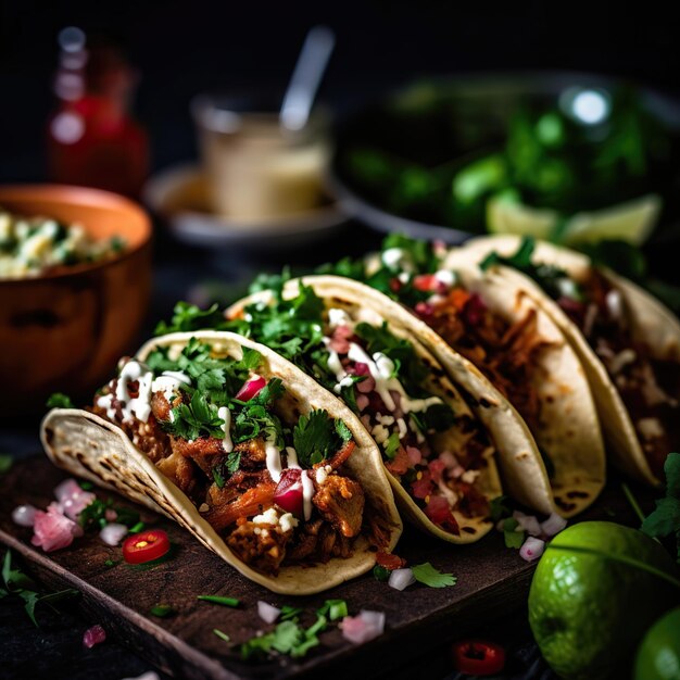 Mexican tacos with beef tomatoes and cheese