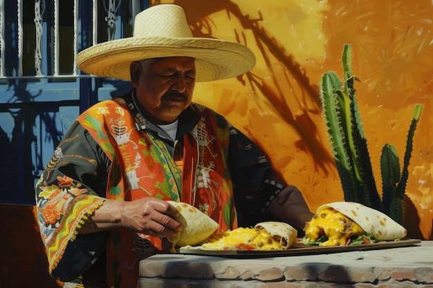 Mexican tradition Selling food and tortillas under the sun