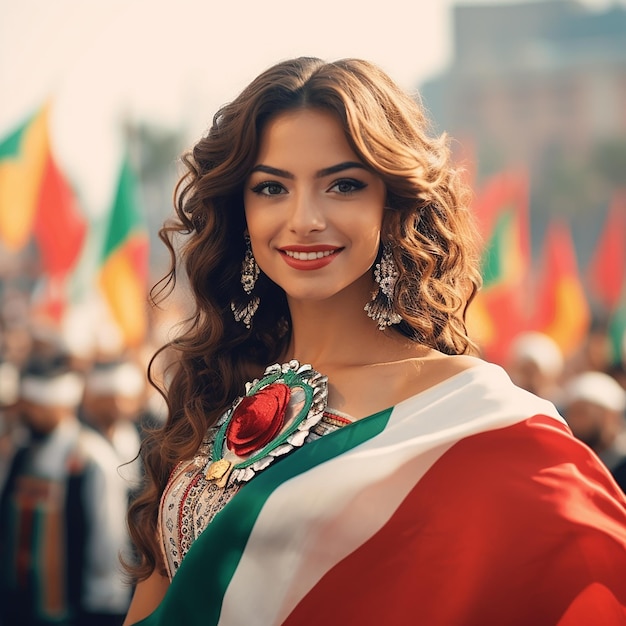 Фото Мексиканцы празднуют день национальной независимости с флагами, гордостью и культурными традициями