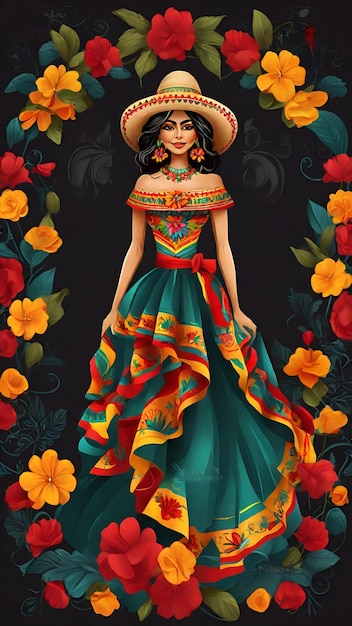 Foto mexico avocado vrouwen in cinco de mayo festival jurk mexicaanse muziek volksviering ai gegenereerd