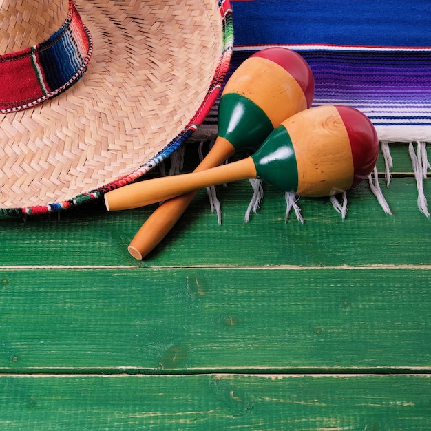 Mexico cinco de mayo hout achtergrond grens Mexicaanse sombrero