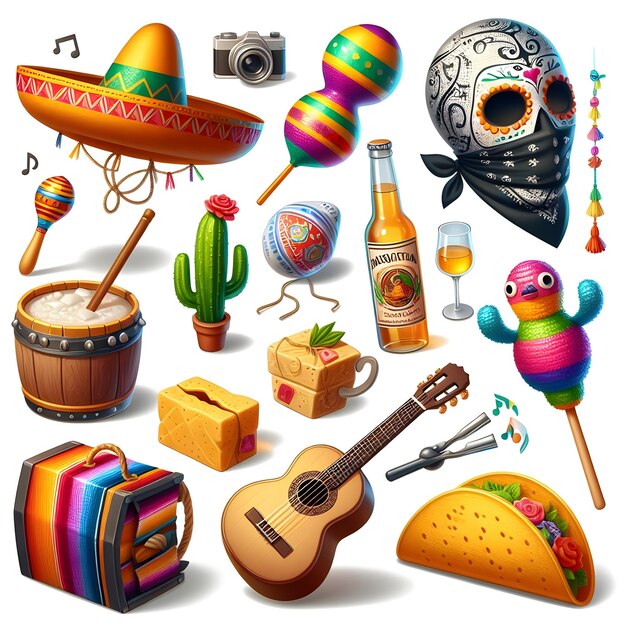 Foto mexico cinco de mayo sticker icon illustration isolated on white background